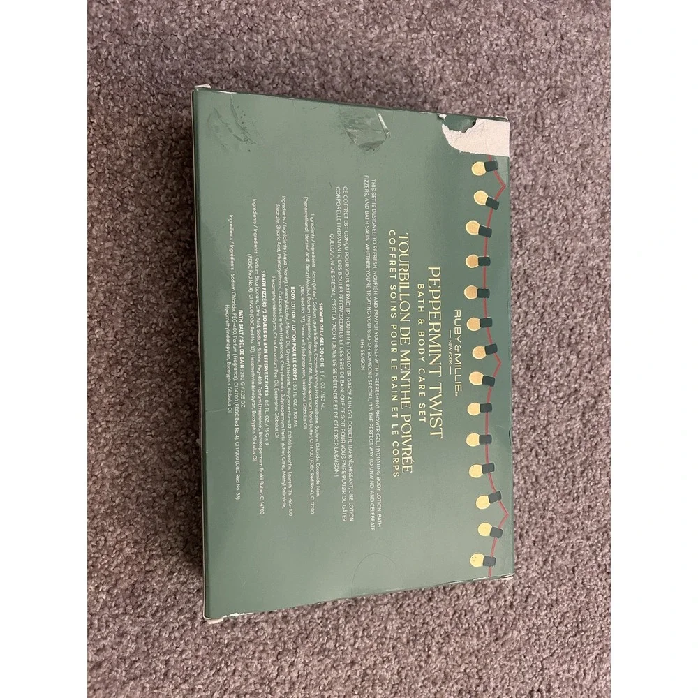 Ruby &‎ Millie Peppermint Twist Bath & Body Care Set Womens OS Green New Holiday